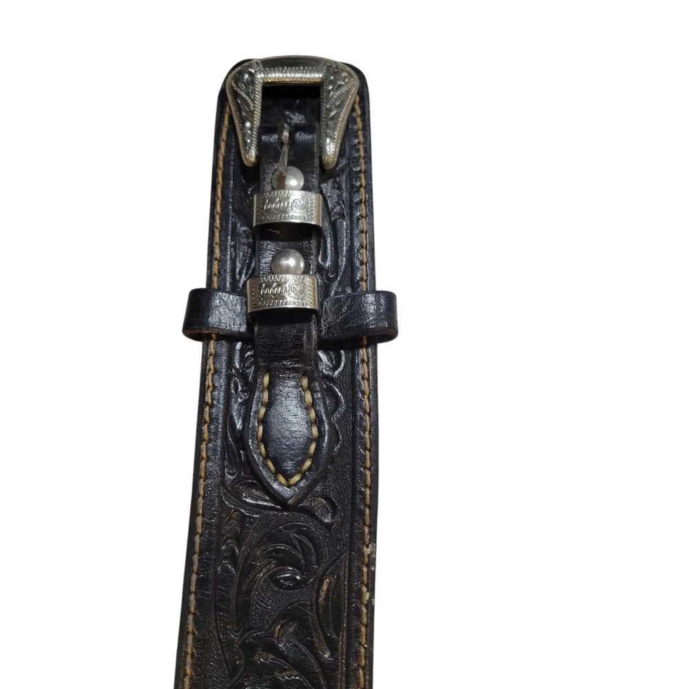 High-Rider Solid Nickle Silver Buckle Genuine Leather Western Belt 40